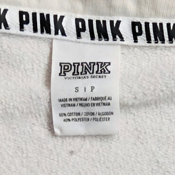 PINK Victoria's Secret Pullover Sweatshirt Quarter Zip Color Block LOVE PINK S - Picture 2 of 6